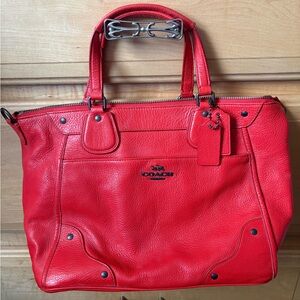 Coach Vibrant Orange /Red Leather Tote